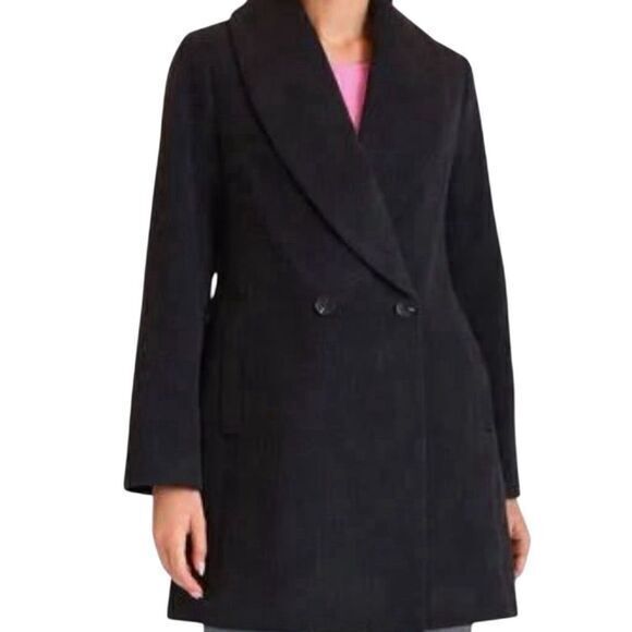 Avec Les Filles Jackets & Blazers - Avec Les‎ Filles Women's Double Breasted Coat Black Shawl Collar Size S